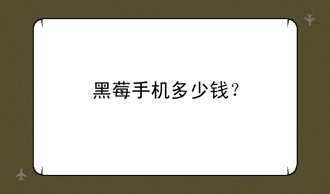 黑莓手机多少钱？
