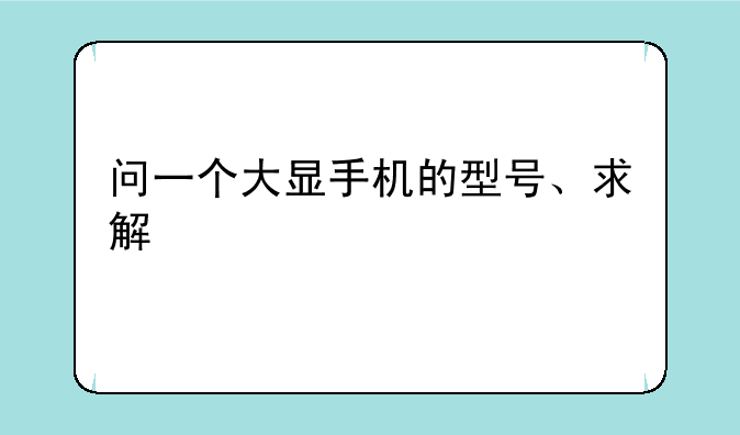 问一个大显手机的型号、求解