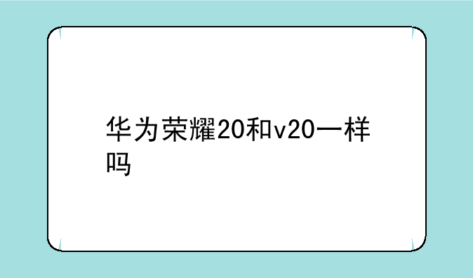 华为荣耀20和v20一样吗