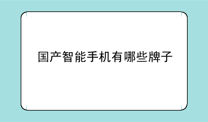 国产智能手机有哪些牌子