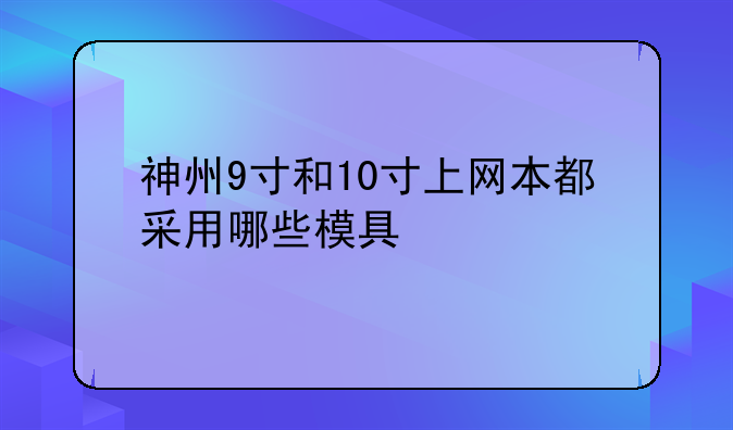 神州9寸和10寸上网本都采用哪些模具