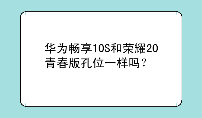 华为畅享10S和荣耀20青春版孔位一样吗？