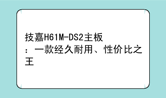 技嘉H61M-DS2主板：一款经久耐用、性价比之王