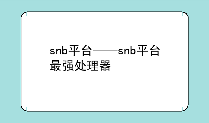 snb平台——snb平台最强处理器