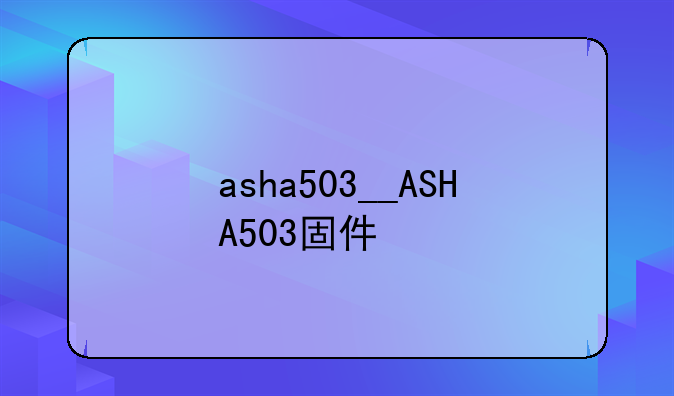 asha503__ASHA503固件