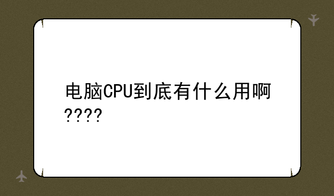 电脑CPU到底有什么用啊????