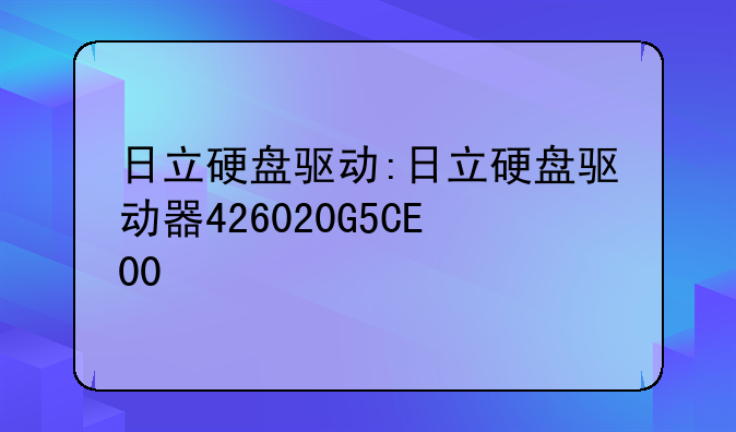 日立硬盘驱动:日立硬盘驱动器426020G5CE00