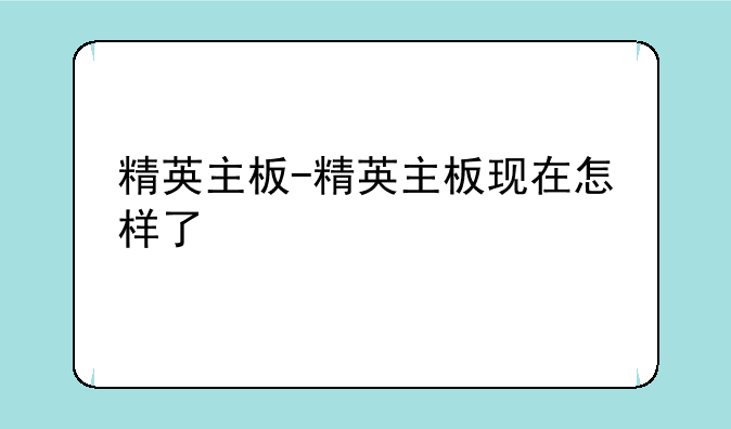 精英主板-精英主板现在怎样了
