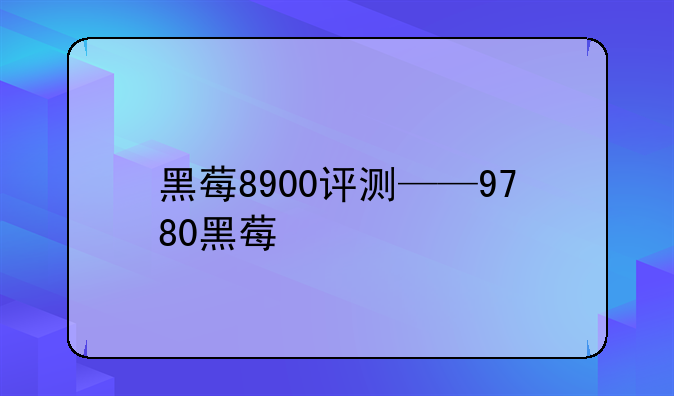 黑莓8900评测——9780黑莓
