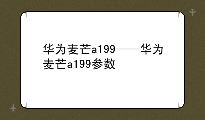 华为麦芒a199——华为麦芒a199参数