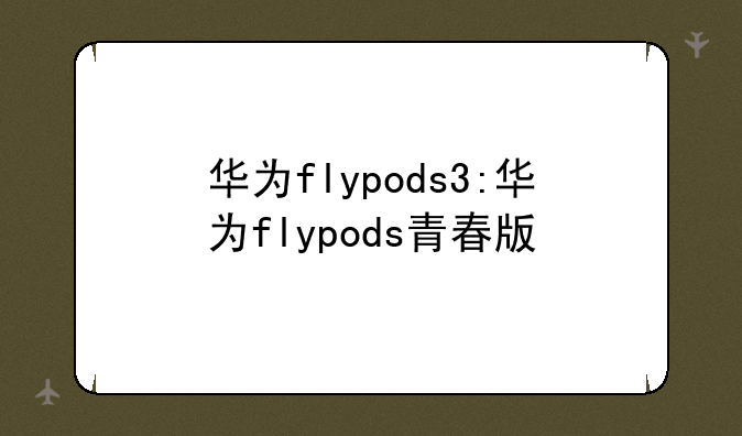 华为flypods3:华为flypods青春版