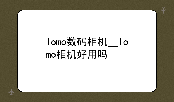 lomo数码相机__lomo相机好用吗